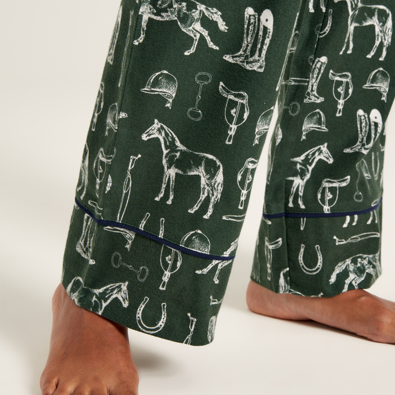 Joules Ladies Stella Pyjama Bottoms - Green Equestrian-4